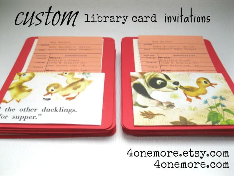 custom library card invitations 4onemore