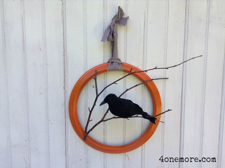 Nevermore Fall Raven Wreath Tutorial @ 4onemore.com