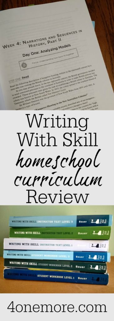 Looking for a homeschool writing curriculum for the middle grades? Check out why we love Writing With Skill. @4onemore.com #homeschool #curriculumreview #WWS
