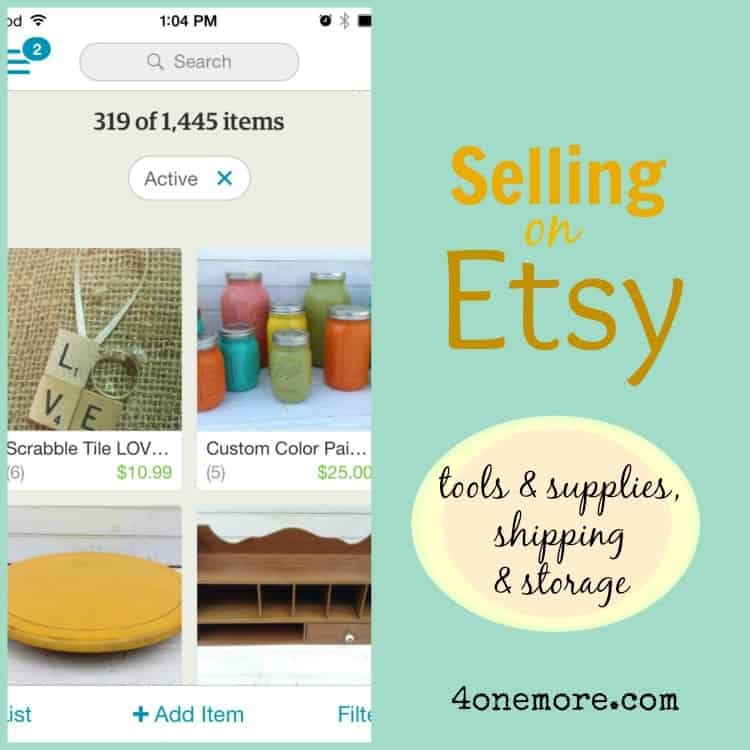 selling on etsy:  tools & supplies, shipping & storage