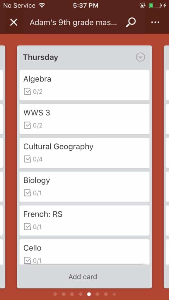 Trello for homeschool