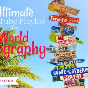 Teaching World Geography in your homeschool and need a resource list of appropriate YouTube videos? Grab this Playlist from 4onemore.com #homeschool #geography