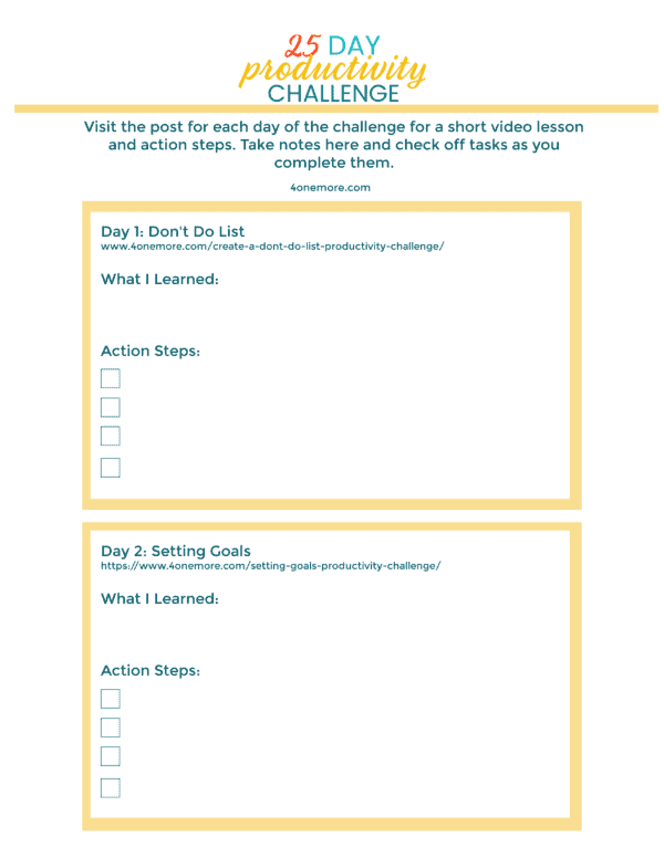 25 Day Productivity Challenge Workbook - Image 3