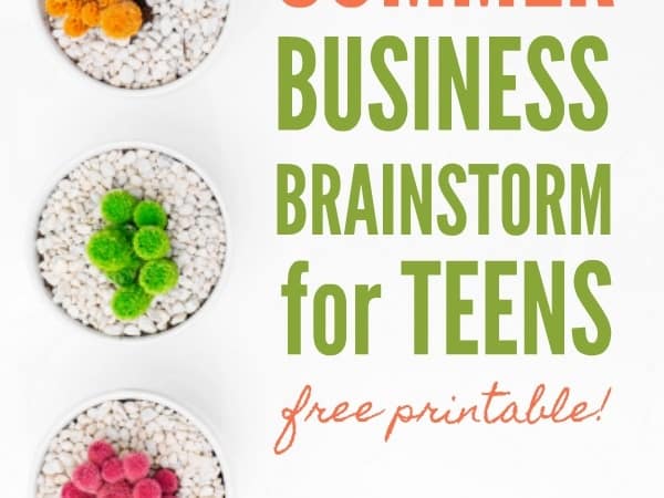 Summer Business Brainstorm for Teens Printable