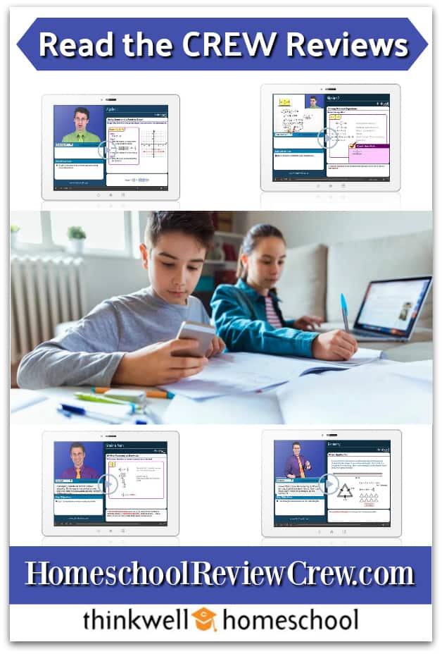Thinkwell offers online homeschool math courses for 6th to 8th Grade Math  as well as High School Math.  Here's our experience with Honors Algebra I.