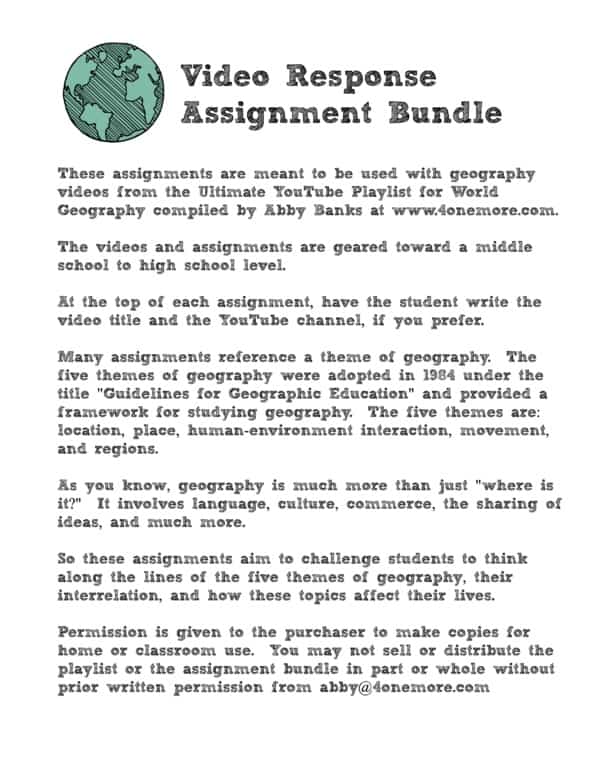 Video Response Assignment Bundle PLUS The Ultimate YouTube Playlist for World Geography - Image 2