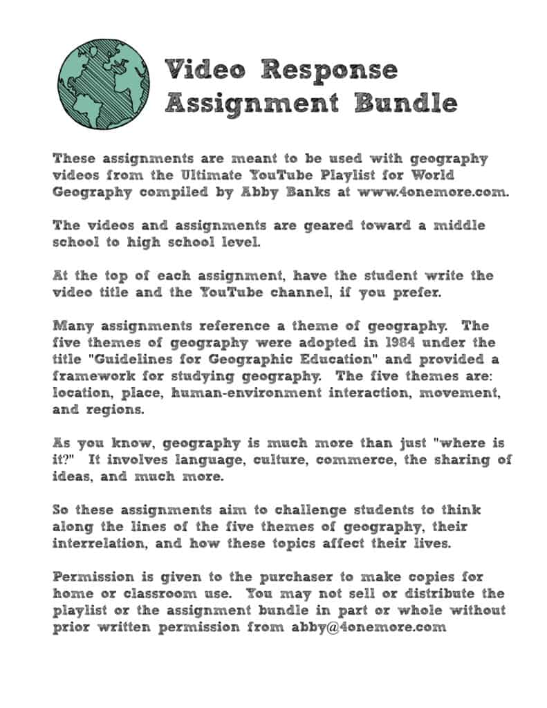 Video Response Assignment Bundle PLUS The Ultimate YouTube Playlist for ...